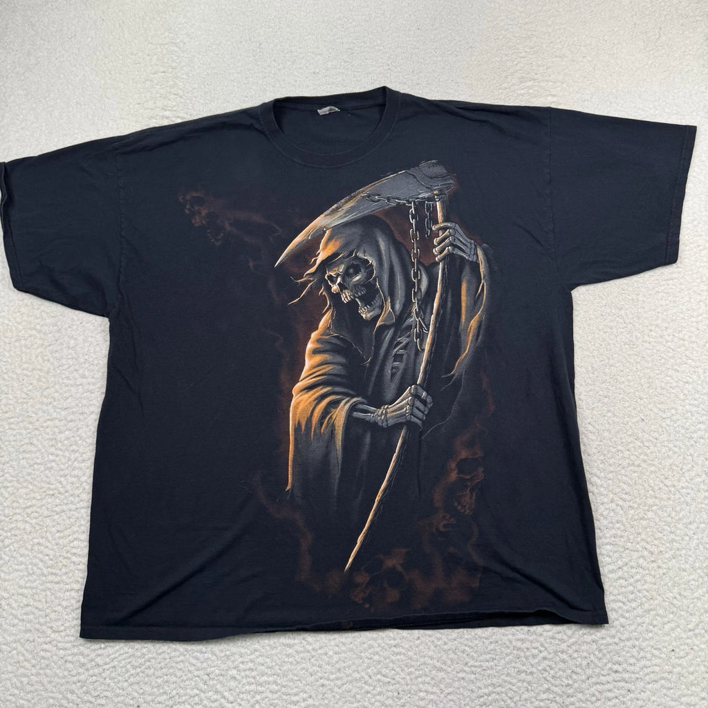 Grim Reaper Y2K Shirt 3XL ? 28x31 Black Horror Fruit Of The Loom HD Cotton Tag