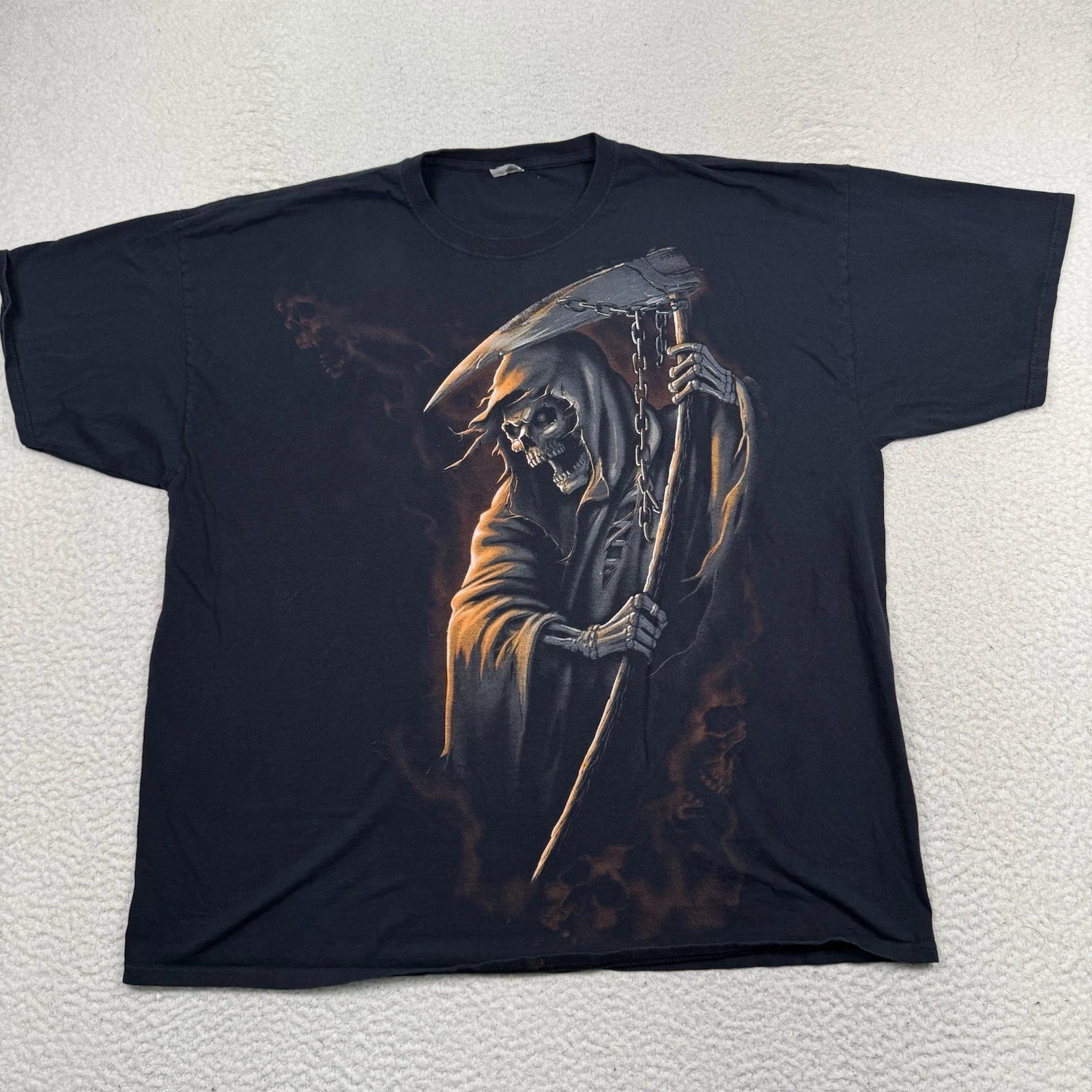 Grim Reaper Y2K Shirt 3XL ? 28x31 Black Horror Fruit Of The Loom HD Cotton Tag
