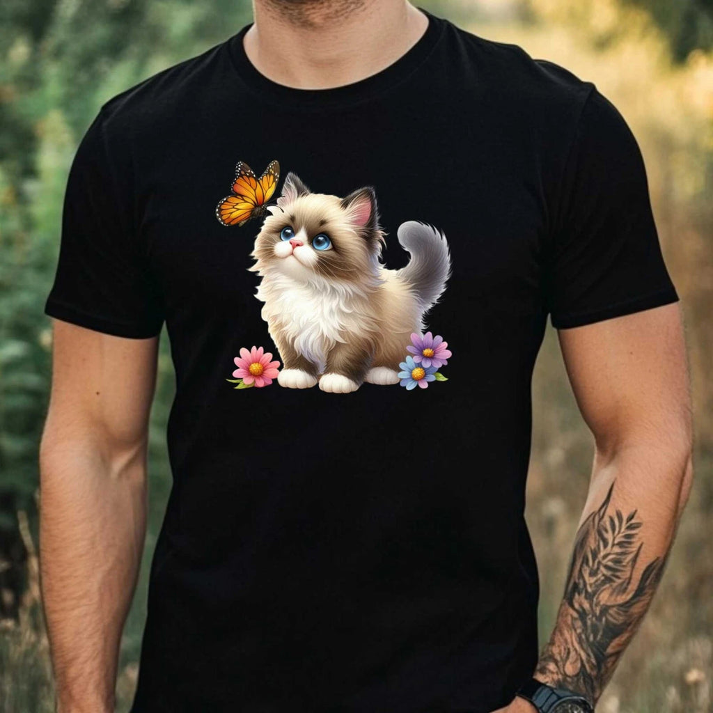 Mens Watercolour Ragdoll Cat Print Cotton T-Shirt Size XS to 5XL