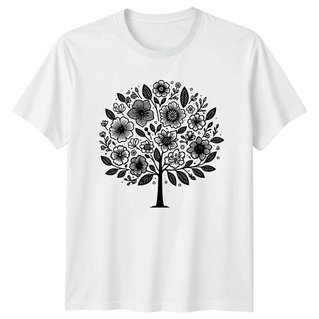 Detailed Floral Tree Of Life Botanical Womens T-Shirt Boho Style Nature