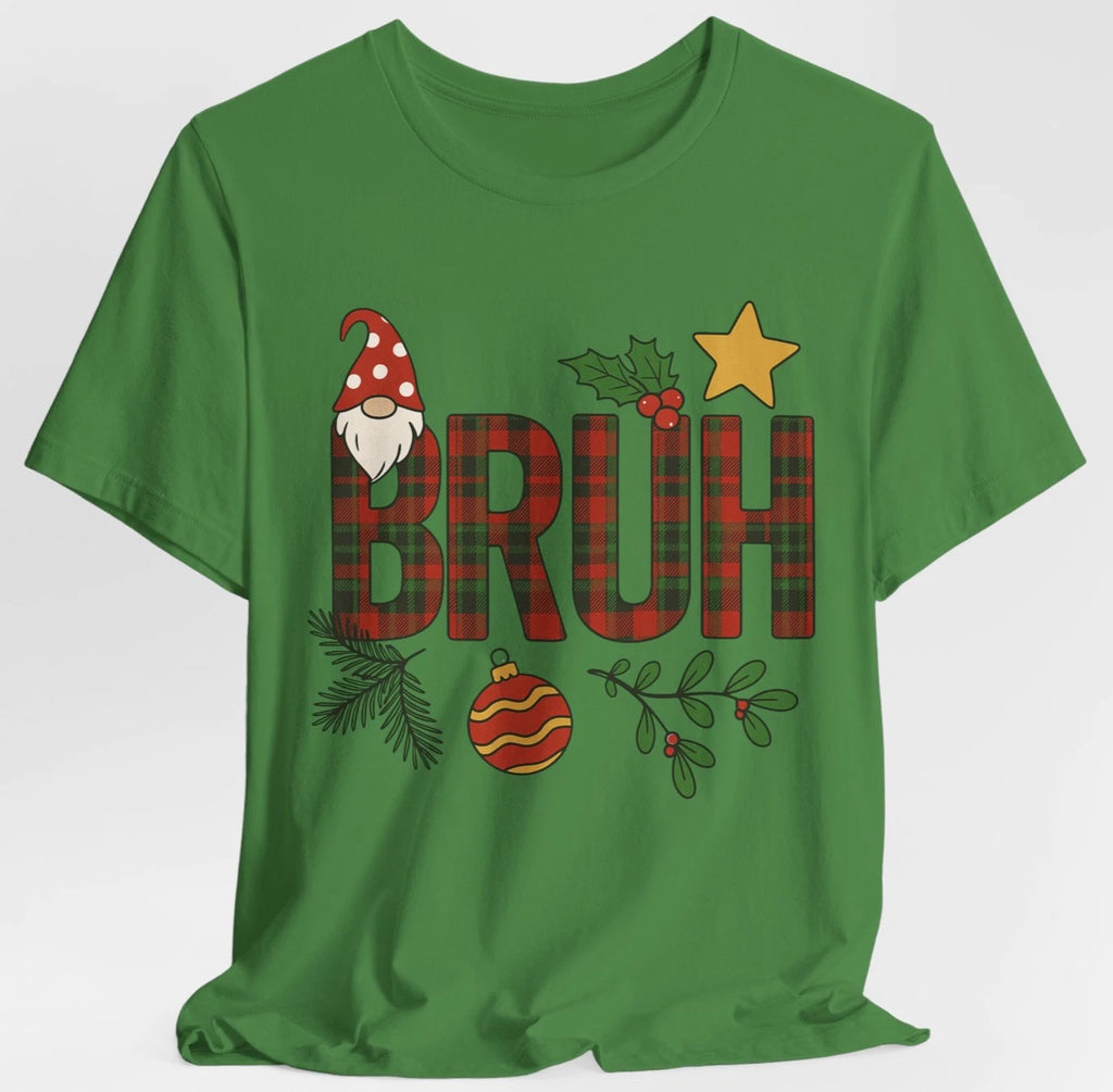 Funny Christmas BRUH Shirt Plaid Holiday Gnome Tee Sarcastic Xmas Gift