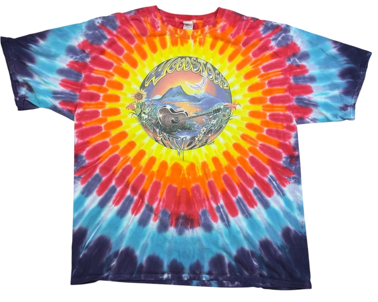 1990s Woodstock T Shirt 3XL Tie Dye 1999 Music Festival Hippie Tour Band