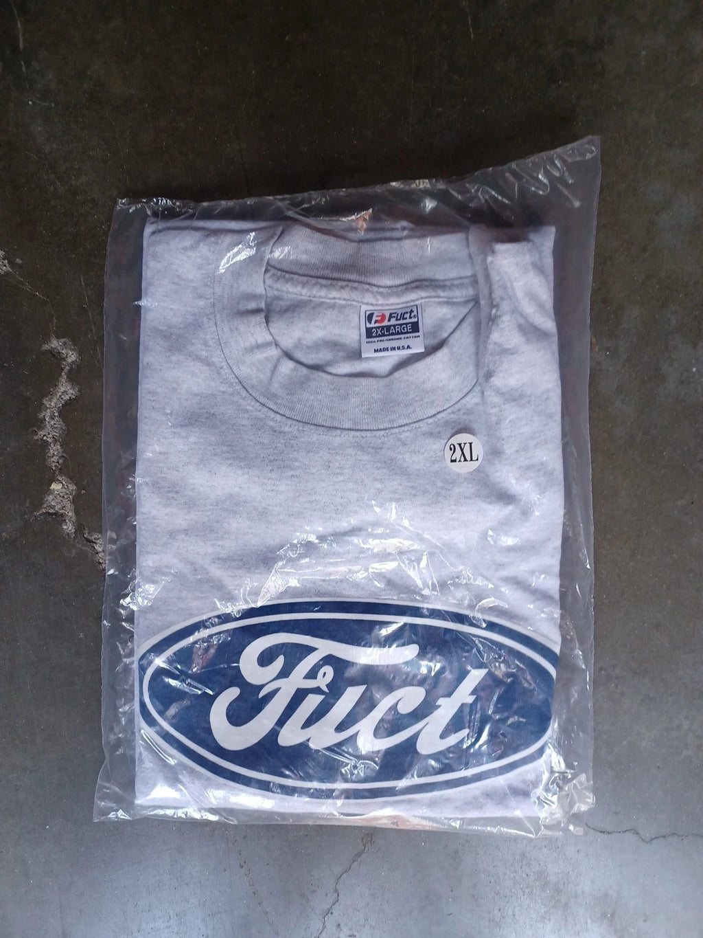FUCT Ford Oval Logo Gray Shirt Parody XXL Tee Tshirt Unopened  #0082