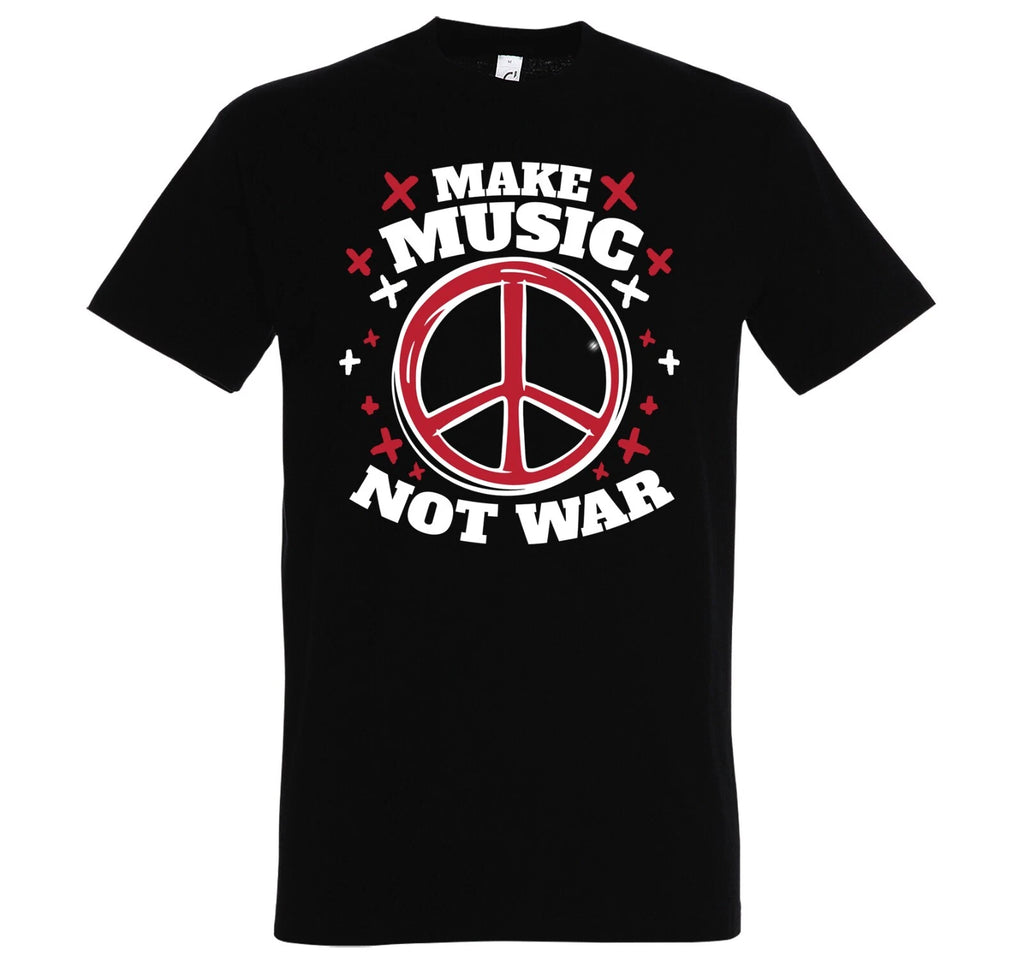 Youth Designz "Make Music Not War" Men's T-Shirt Logo Print Peace Hippie Fun