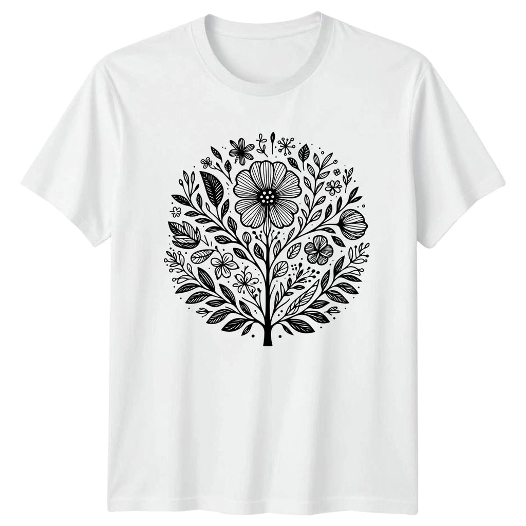 Botanical Flower Mandala Art Tree Womens T-Shirt Boho Floral Nature Lovers