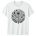 Botanical Flower Mandala Art Tree Womens T-Shirt Boho Floral Nature Lovers