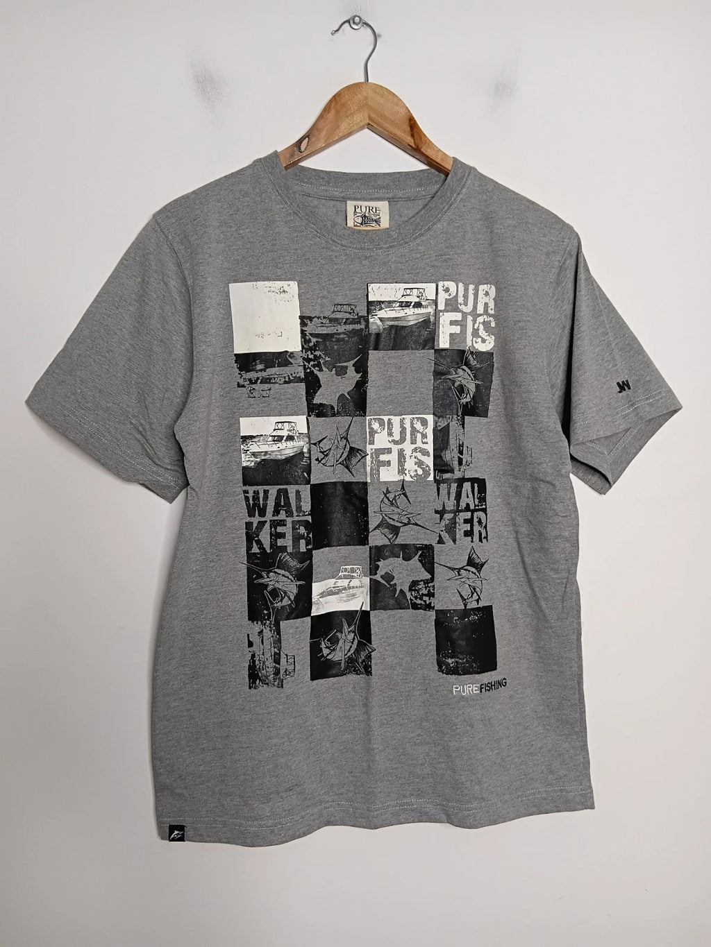 Vintage Pure Fishing Shirt Mens M Medium Grey Graphic Heavyweight Y2K Walker