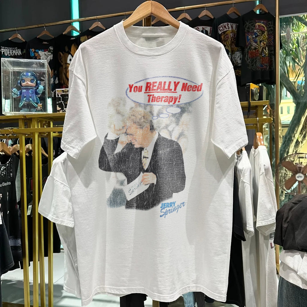 90s Jerry Springer 'You Really Need Therapy' Aged T-Shirt White M