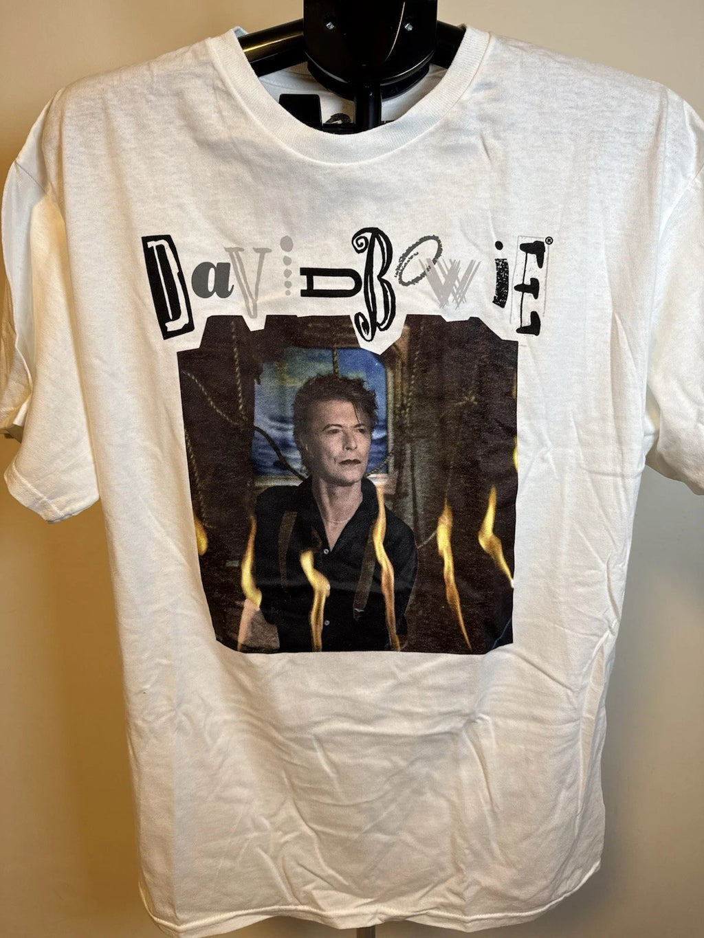 Official David Bowie Graphic T-Shirt Mens L White 90s Outside Era Band Tee Merch