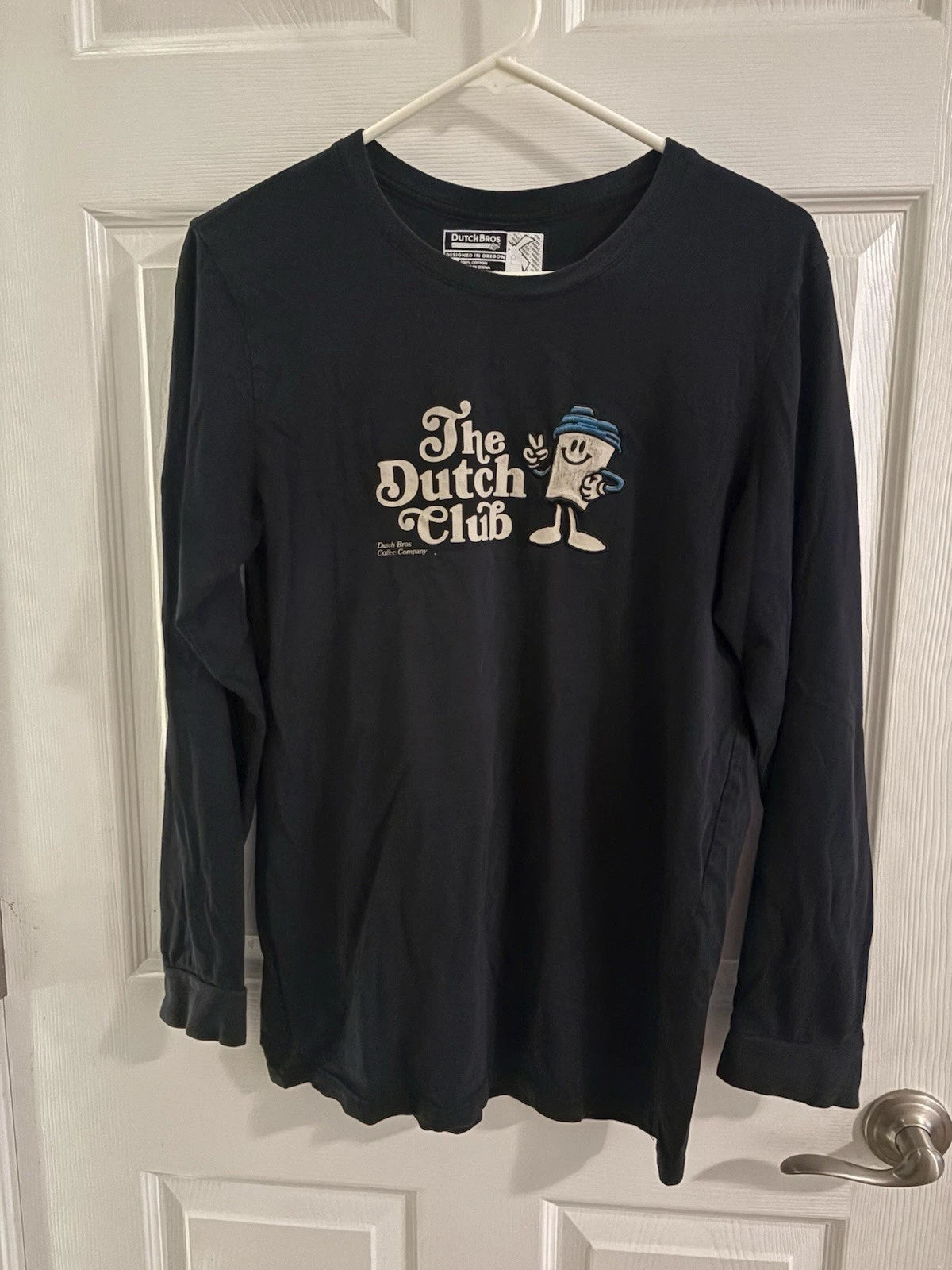 Dutch Bros Black Dutch Club Embroidered Long Sleeve Tee Small