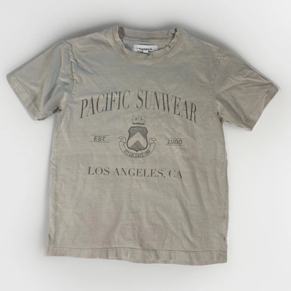 PACSUN Pacific Sunwear Graphic T Shirt Mens Small Tan Short Sleeve Los Angeles