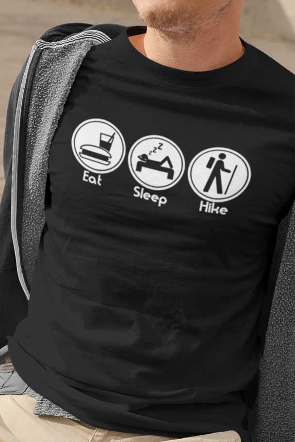 Eat Sleep HIKE T-Shirt Mens  Christmas Gift Hiker Walking Rambler Hiking