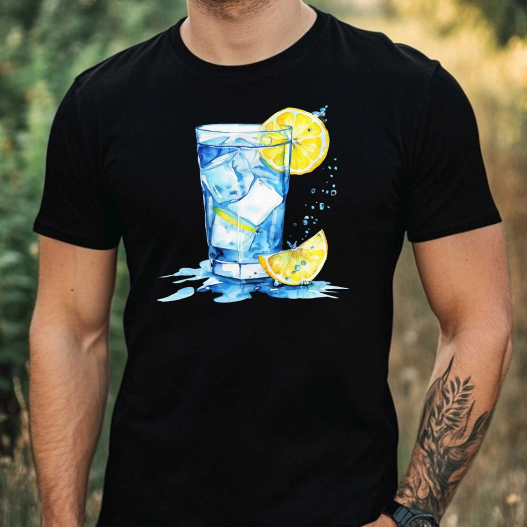 Mens Watercolour Cocktail Motif Cotton T-Shirt Size XS to 5XL