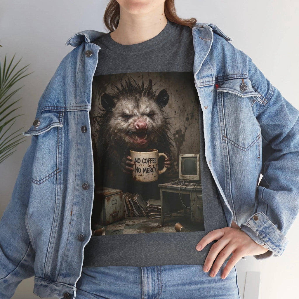 Feral Office Possum | No Coffee No Mercy | Heavy Cotton Unisex Tee