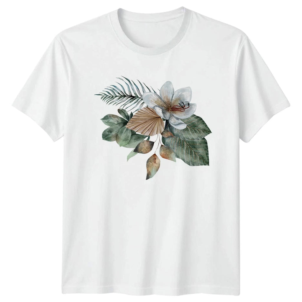 Elegant Watercolor Boho Floral Bouquet Womens T-Shirt Tropical Boho