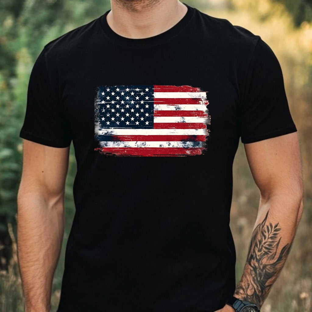 Men's American Flag Motif Cotton T-Shirt Size XS to 5XL