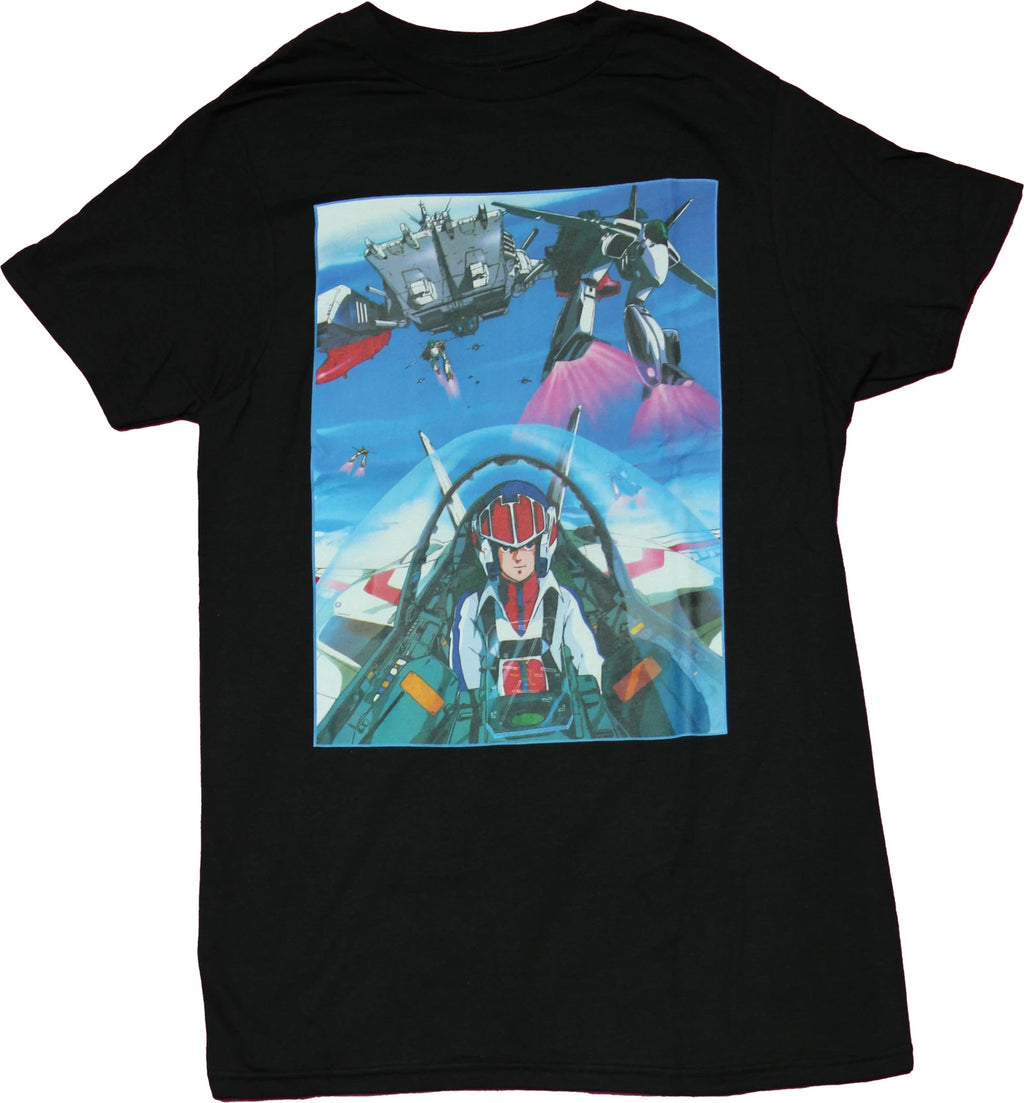 Robotech New Adult T-Shirt - Rick Hunter Pilot in Aircraft
