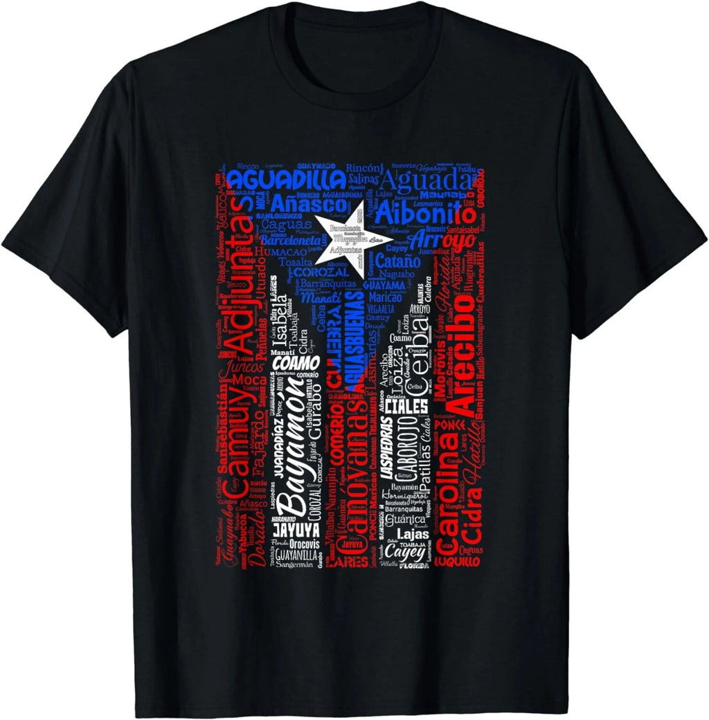 Puerto Rican Flag Shirt with Towns and Cities of Puerto Rico Gift Unisex T-Shirt