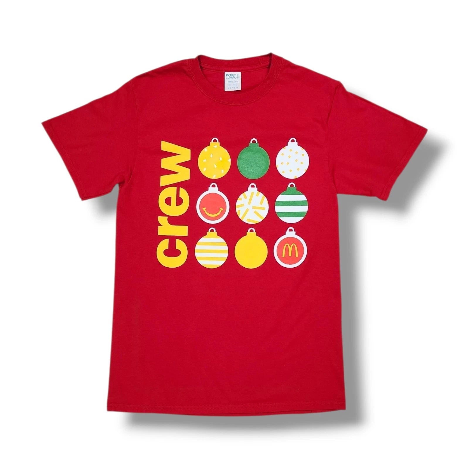 McDonald’s Crew Employee T-Shirt Unisex S 2020 Holiday Christmas Ornament Red
