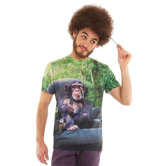 NEW - Faux Real - Men's Photo-Realistic T-Shirt - Lazy Chimp - Large.
