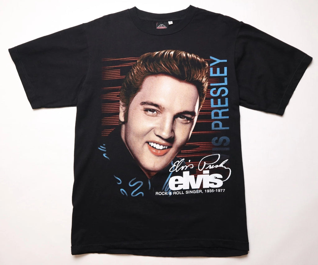 ELVIS PRESLEY VINTAGE Y2K GRAPHIC TEE PRINT SHIRT JERSEY ROCK@TEES MENS L LARGE