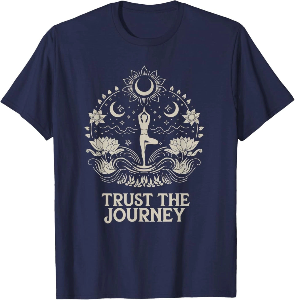 Trust The Journey Yoga Spiritual Boho Lotus Moon T-Shirt