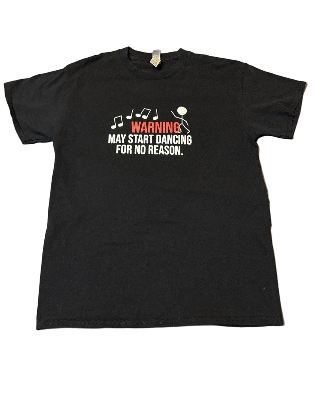 Gildan Warning May Start Dancing Graphic Tee Black Funny Shirt Sz M
