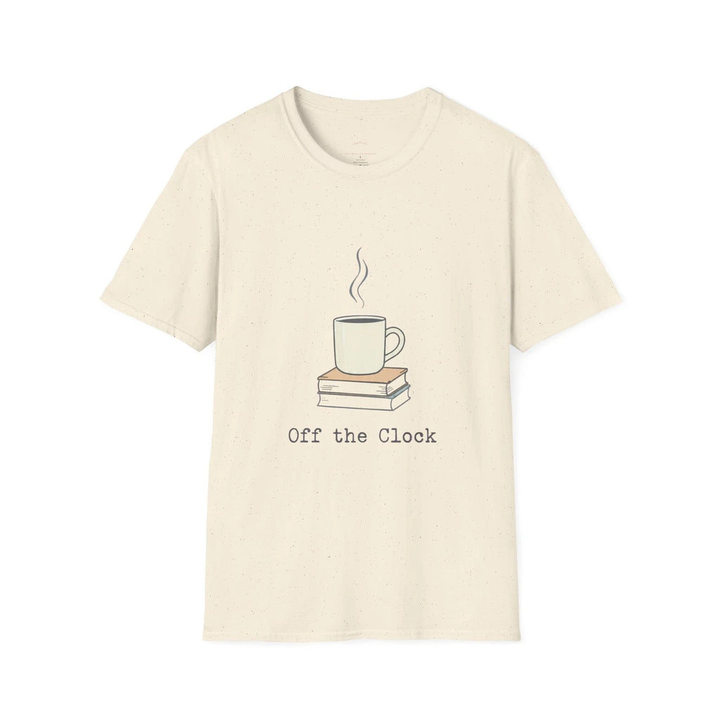 Relaxed Coffee & Books Tee — "Off the Clock" - Cozy Workspace T-Shirt