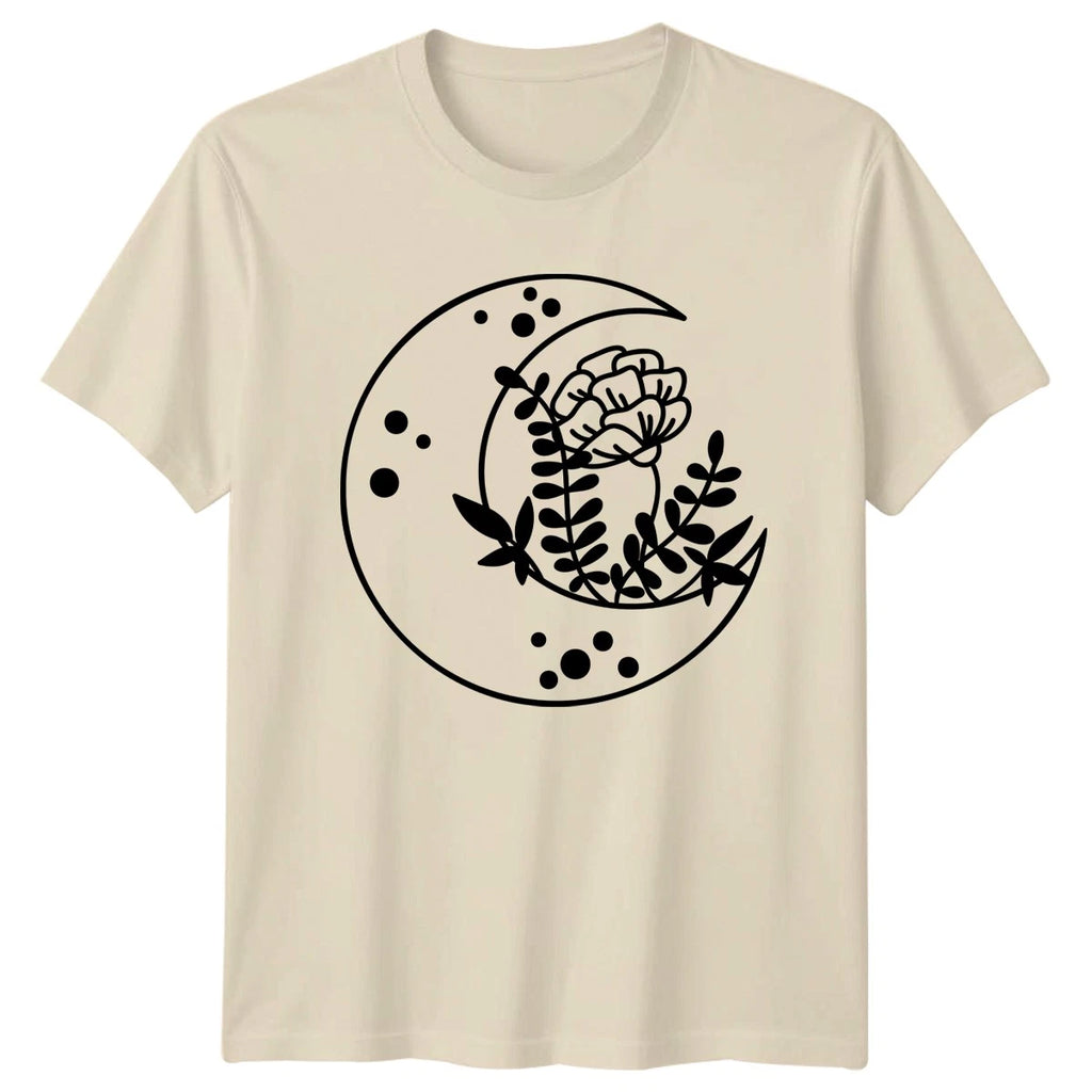 Crescent Moon Flowers T-Shirt Celestial Boho Nature Birthday Gift