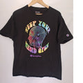 Champion Shirt Keep Your Mind Open Graphic Black Rainbow Psychedelic Tie Dye L