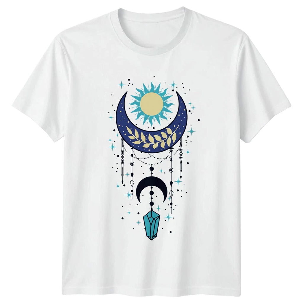 Boho Mystical Celestial Moon Sun T-Shirt Astrology Crystal Spiritual And Her