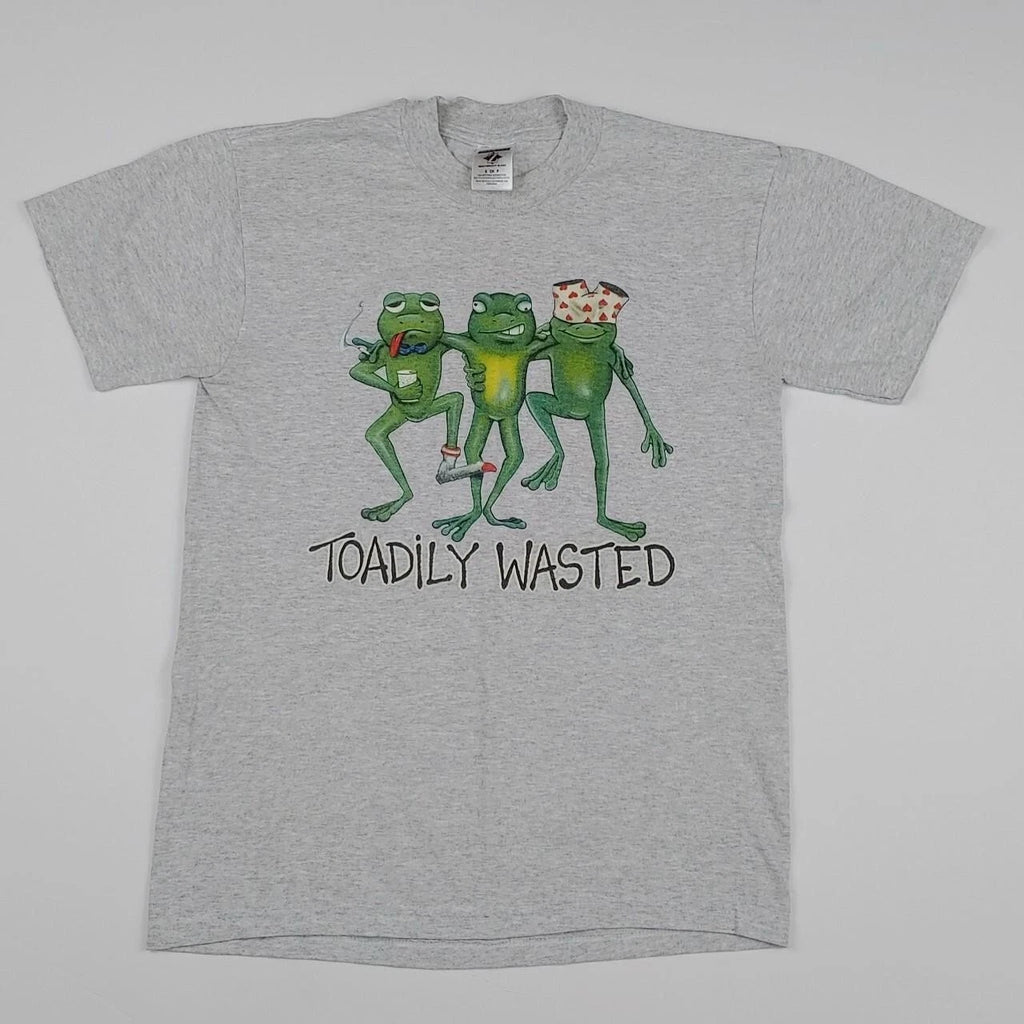 Vintage Y2K Toadily Wasted Shirt Funny Party Drink Smoke Frog Toad Comedy USA
