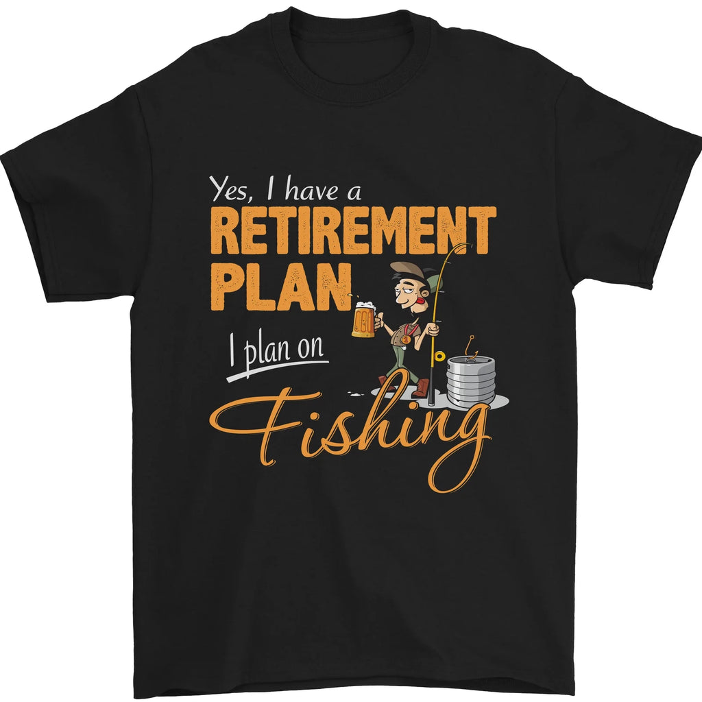 Retirement Plan Fishing Funny Fisherman Mens T-Shirt 100% Cotton