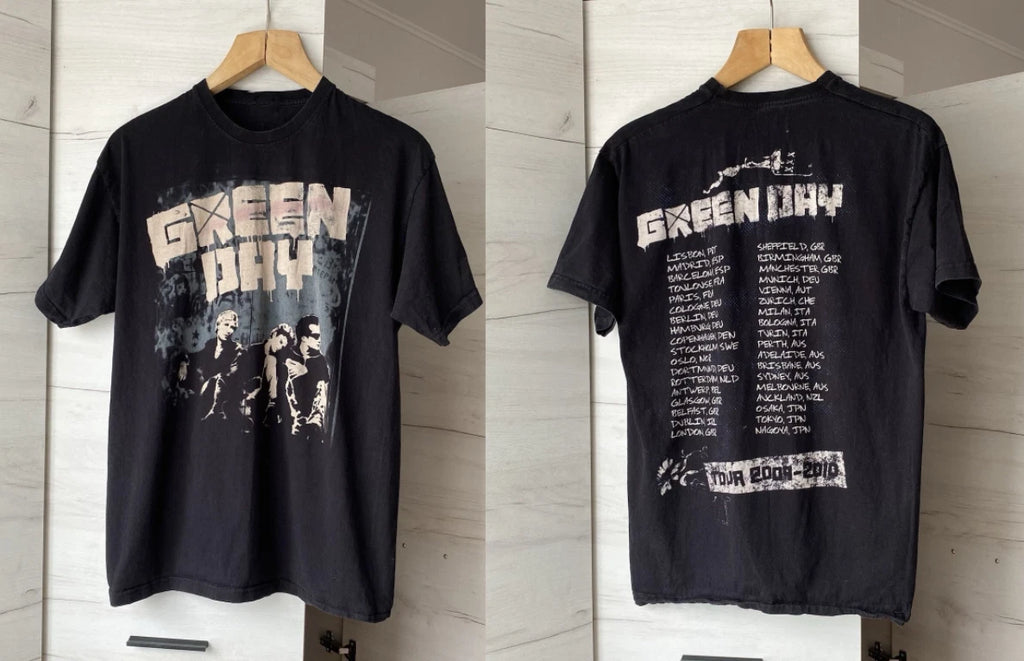 Rare 2009s Green Day Punk Rock Band T-shirt Tour Concert Band Linkin Park