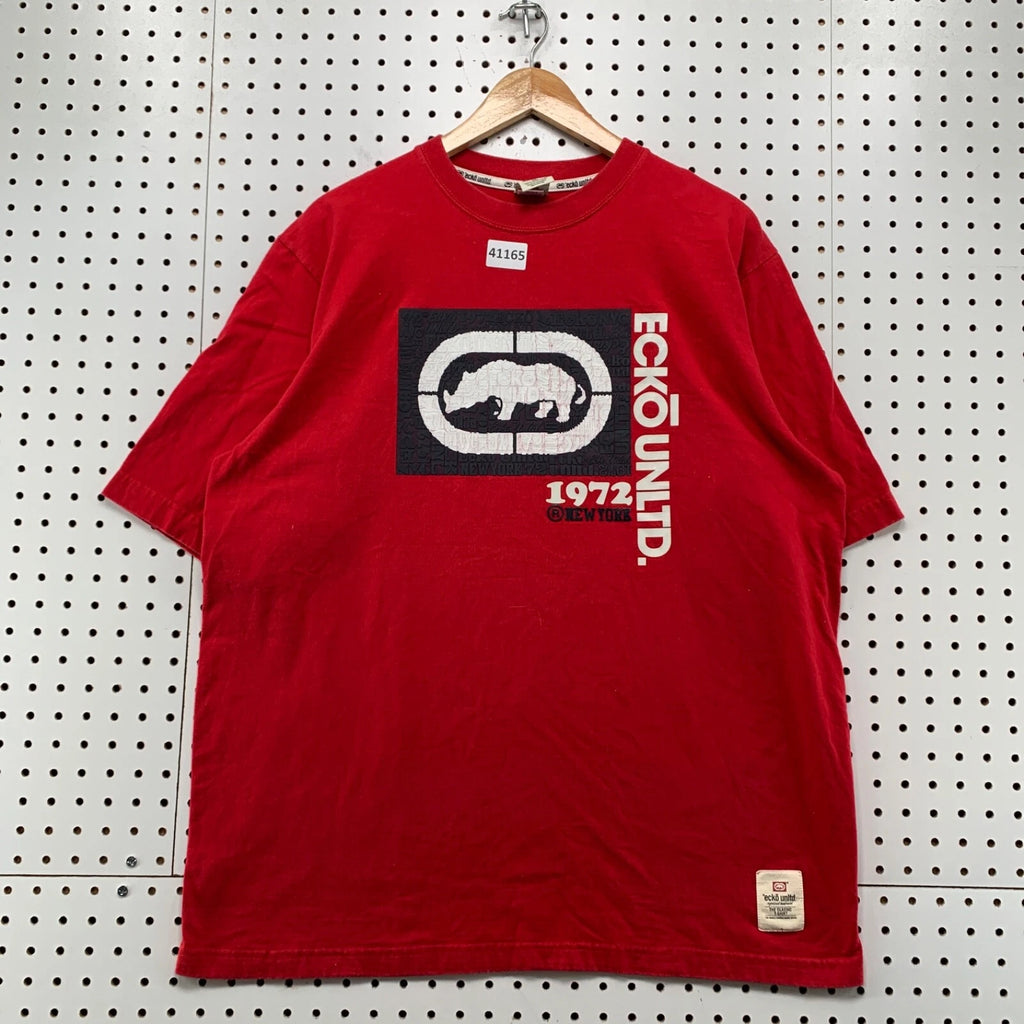 Vintage Y2K Ecko Rhino Shirt Mens XL Red Hip Hop Short Sleeve Graffiti