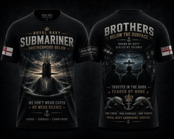 Royal Navy Brotherhood Below Submarine Shirt Veteran Pride Tee