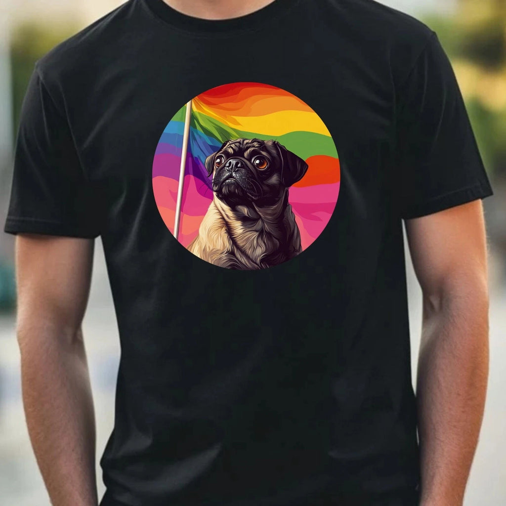 Mens Pug Pride Flag Print Cotton T-Shirt Size XS to 5XL