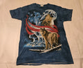 Liquid Blue American Flag USA Wolf Shirt - Adult Size Small