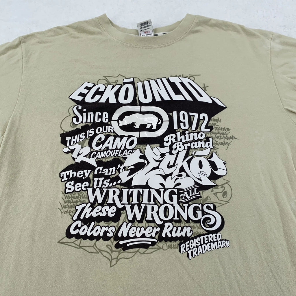 Ecko Unltd Shirt Mens LXL Graphic Rhino Camouflage Streetwear 1972 Tee Y2K