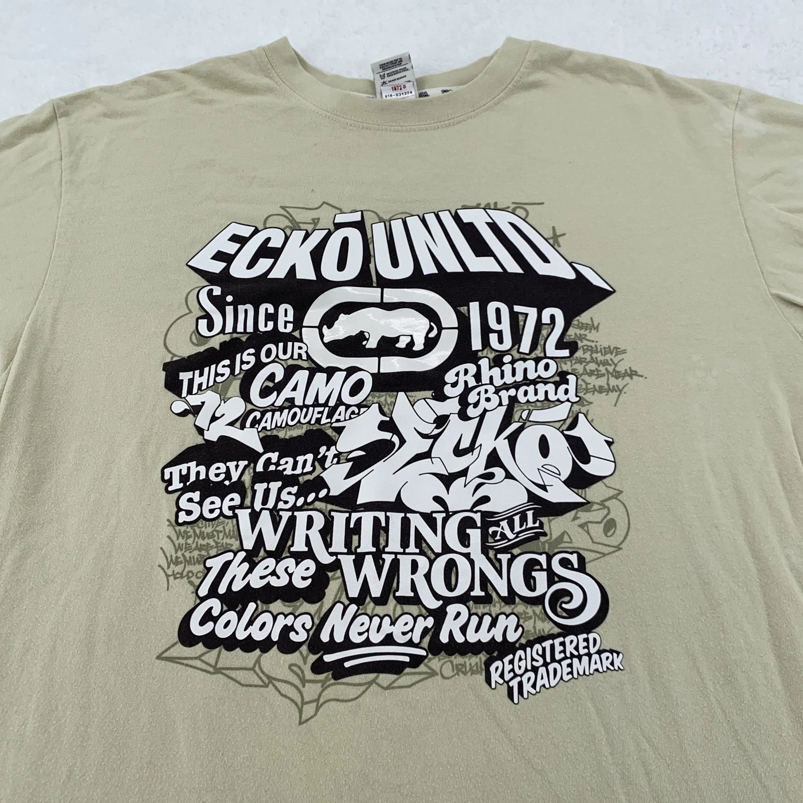 Ecko Unltd Shirt Mens LXL Graphic Rhino Camouflage Streetwear 1972 Tee Y2K