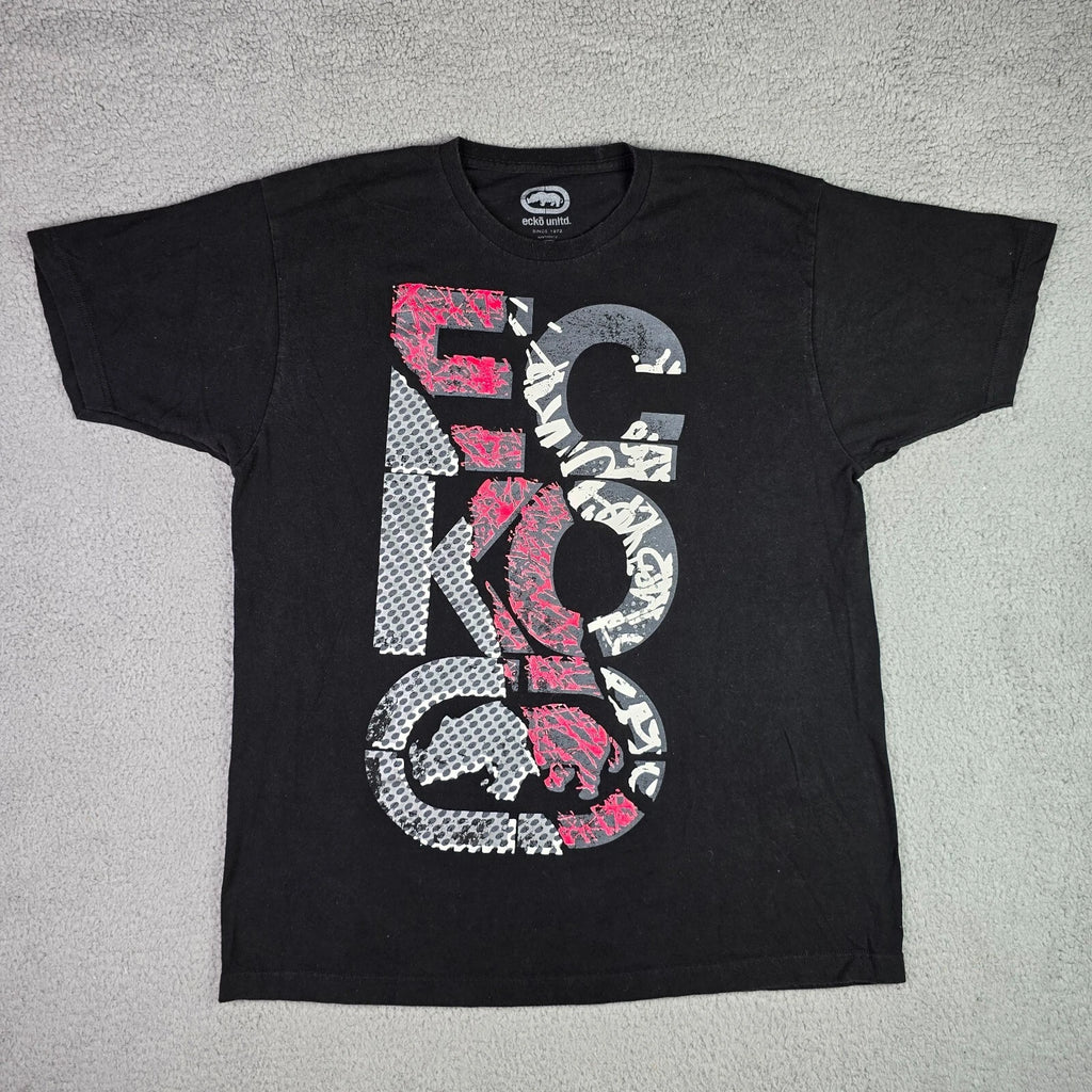 Vintage Y2k Ecko Unltd. T Shirt Men's Size XL Black Big Logo Graphic 2000s Rhino