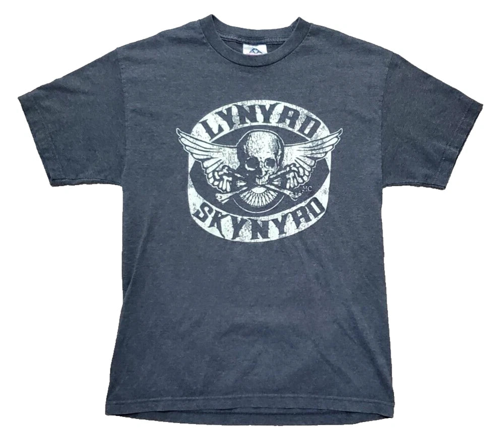 Vintage  LYNYRD SKYNYRD T-Shirt Mens Size Med Gray Short Sleeve Y2K Adults AAA