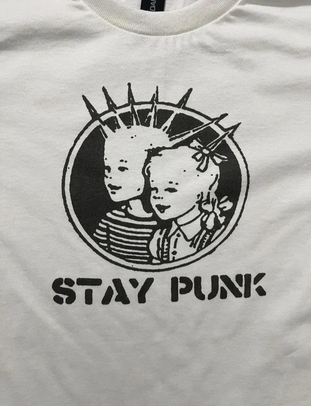 Stay Punk retro white Size Large unisex T-shirt