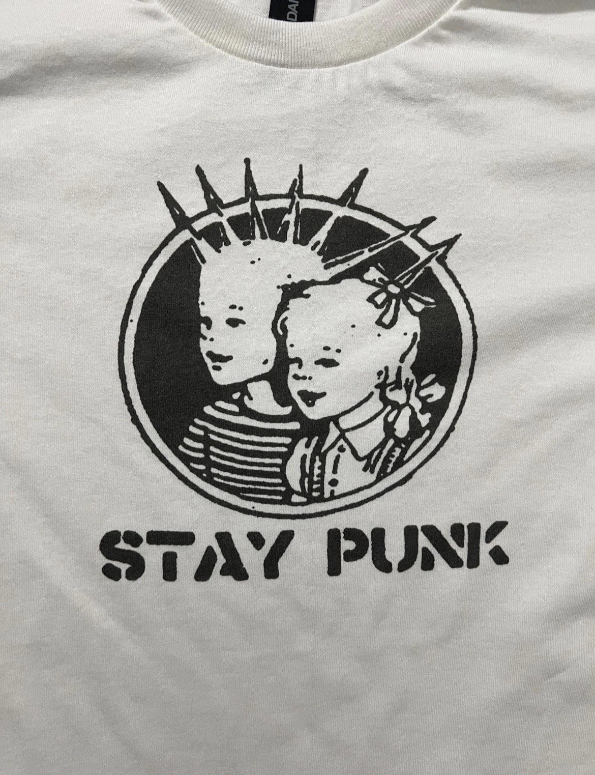 Stay Punk retro white Size Large unisex T-shirt