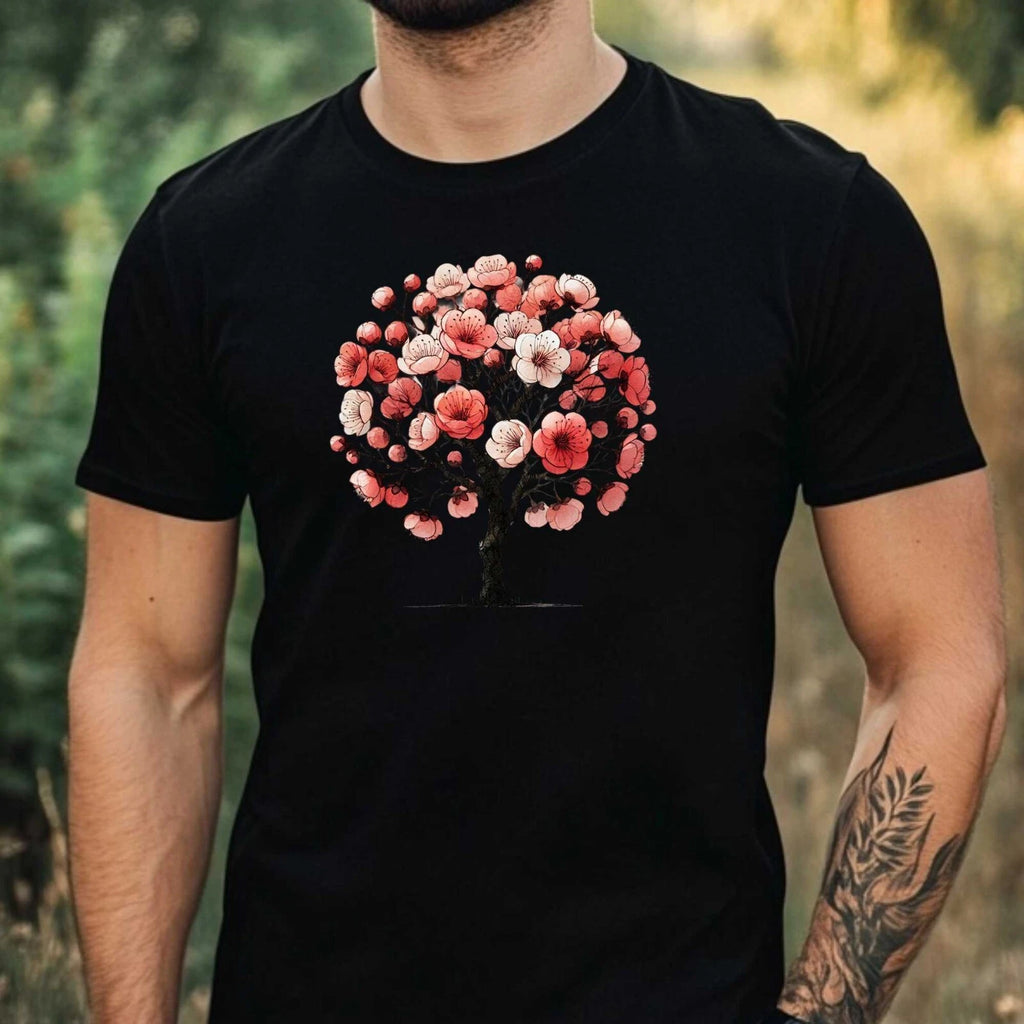 Mens Watercolour Flower Tree Motif Cotton T-Shirt Size XS to 5XL