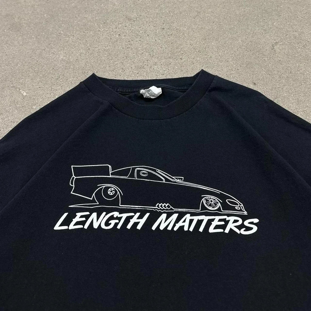 Y2K Size Matters Funny Racing T-Shirt