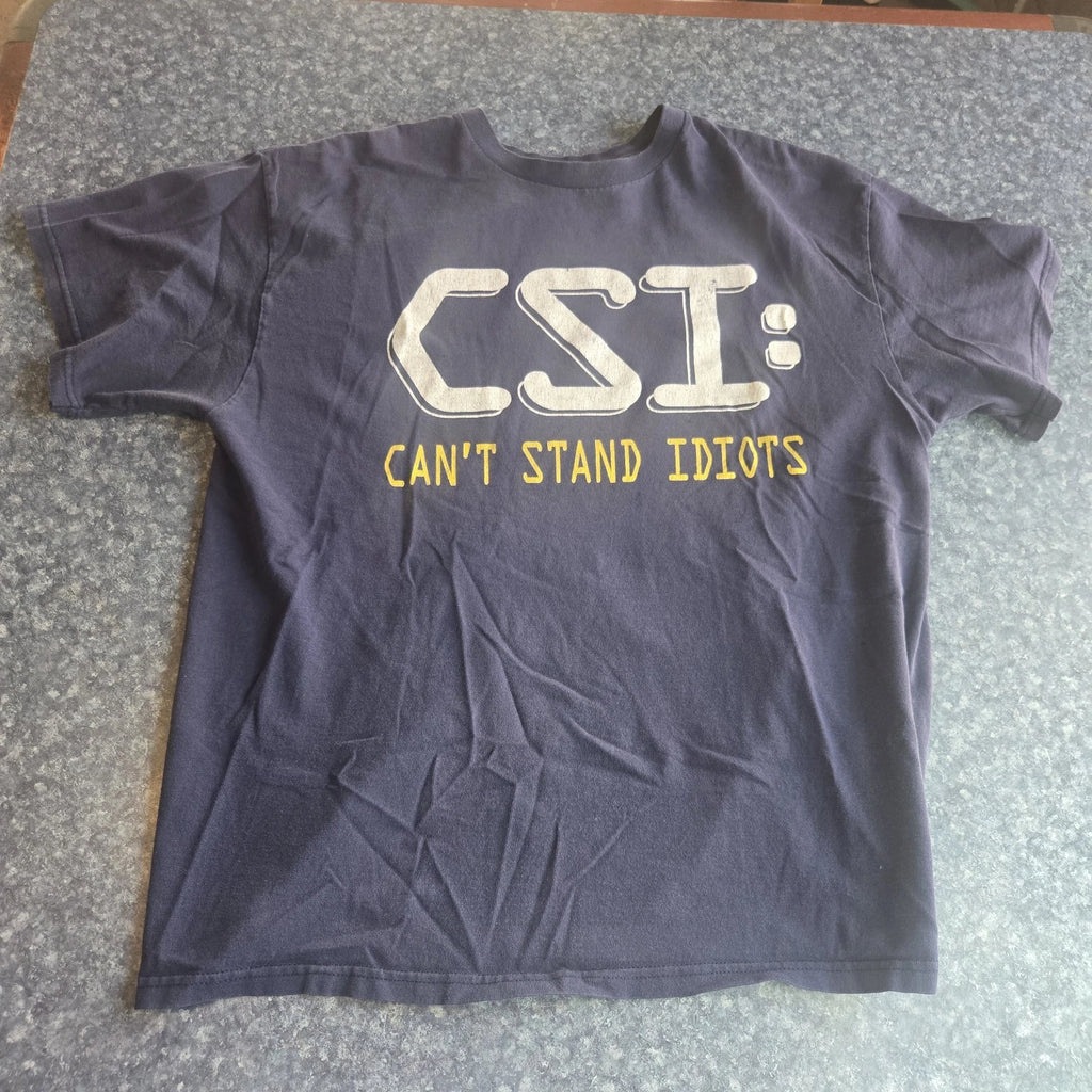 Vintage Y2K 2000s CSI Can’t Stand Idiots Funny T Shirt • Medium