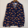 Old Navy Sloth Christmas lights cotton flannel pajama top pocket button up SZ LG