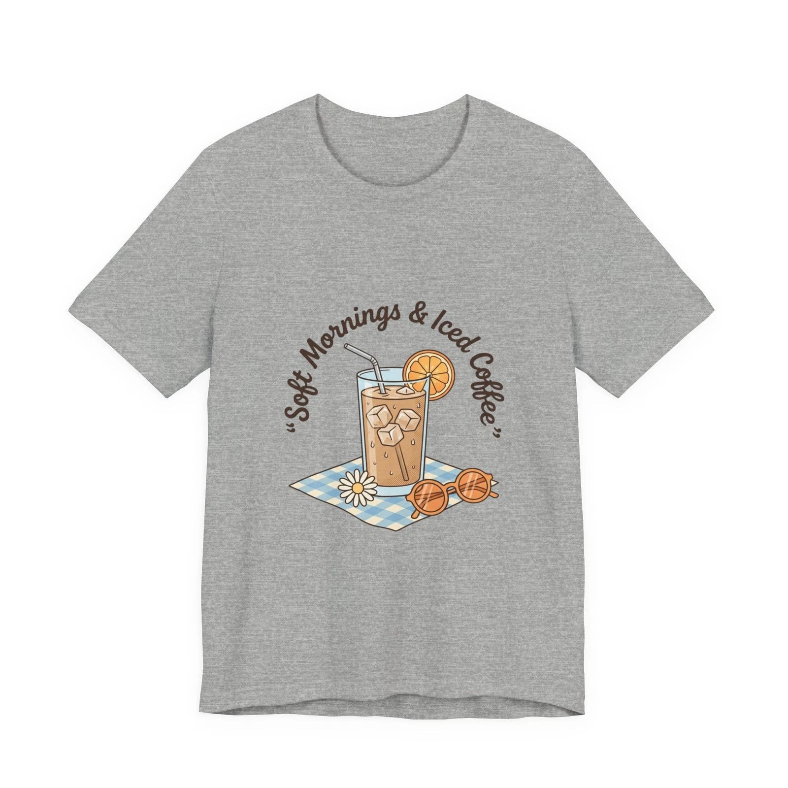 Iced Coffee Mornings Tee | Summer Aesthetic, hand-drawn coastal vibes