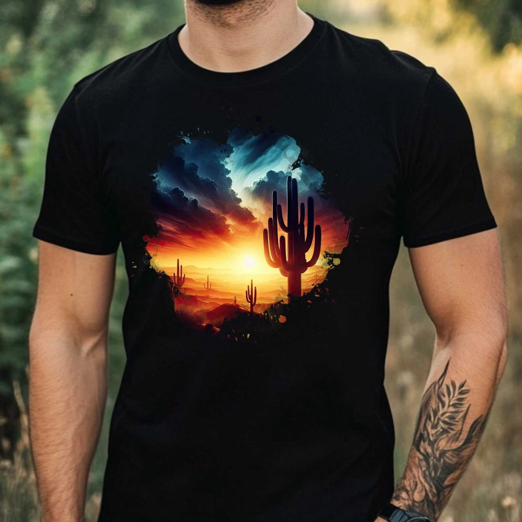 Mens Desert Sunset Motif Cotton T-Shirt Size XS to 5XL